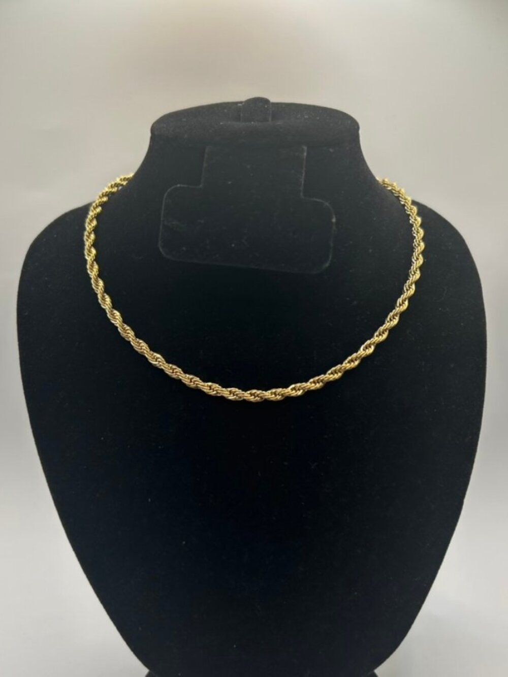 Real 18k Gold Twisted Rope Chain 4mm Plated Necklace 16 Inch Womens Cute Dainty